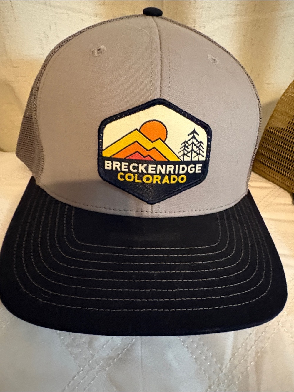 breckenridge Gray and Black Patch Trucker Hat